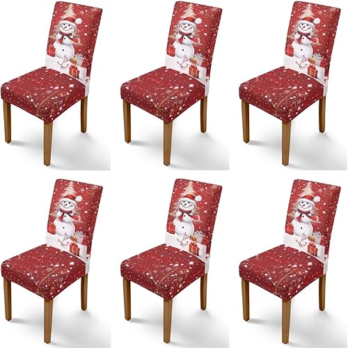 Vista 56 de Rnyleeg Juego de 6 fundas protectoras para sillas de comedor de Navidad, sin brazos, diseño de árbol de Navidad, para sala de estar, diseño de árbol