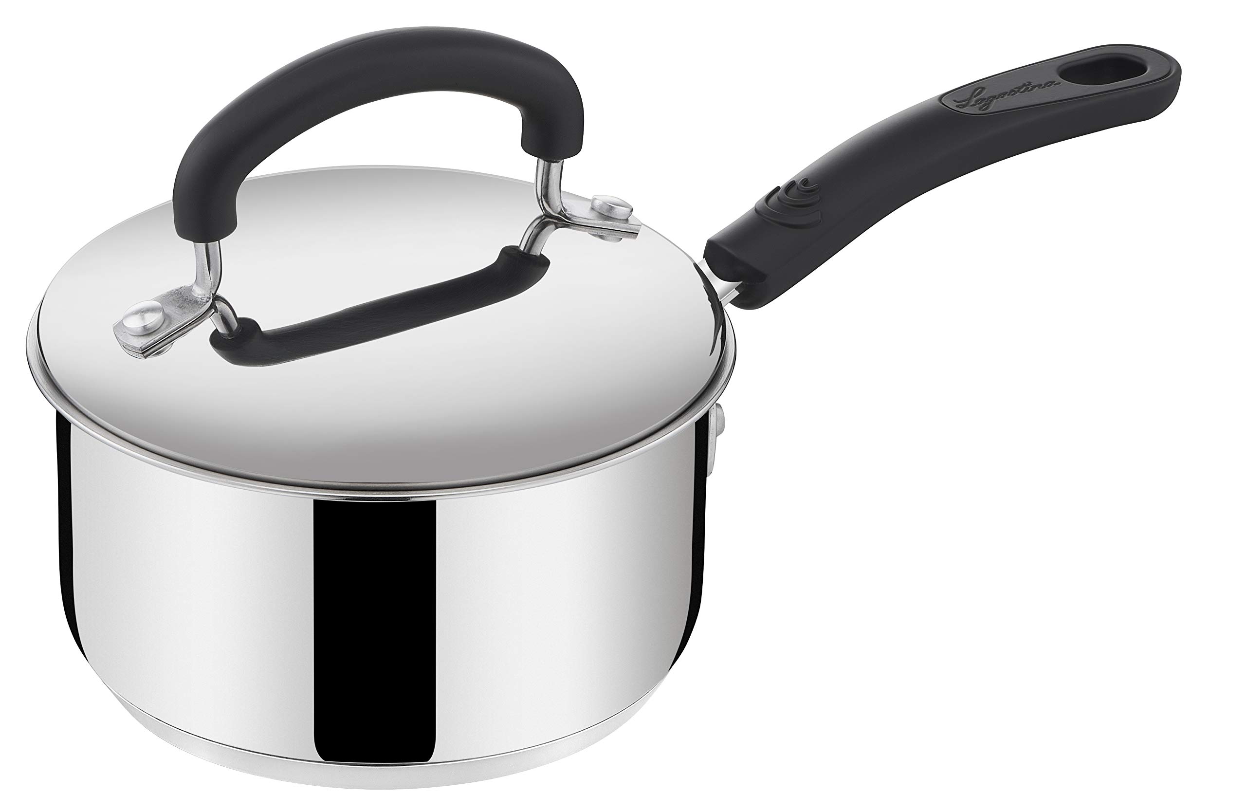 Lagostina Juego de Utensilios de Cocina de Acero Inoxidable 18/10 para Inducción, Gas y Horno, 13 Piezas, Juego con 4 Cacerolas, Olla, Sartén Antiadherente, Cuchara, Espuma, Porta Fideos, 4 Tapas