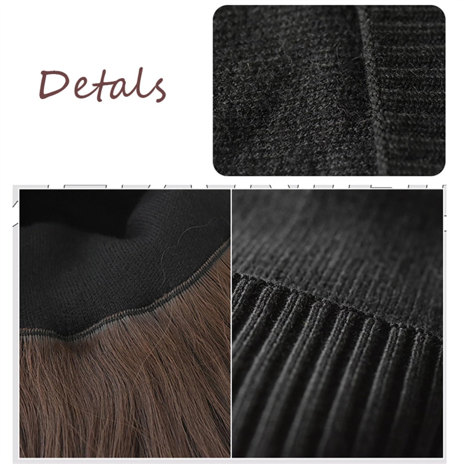 JUNXIAN Wig Cap Long Straight Hat Wig Synthetic Hair Wigs Black Brown Pink 24 Inch Natural Adjustable Hat Wig For Girl Party Wig Hat(3)