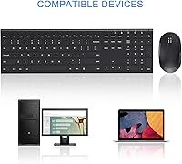 Vista 8 de Teclado y mouse inalámbricos, Vssoplor 2.4GHz recargables, combo compacto silencioso de tamaño completo con receptor Nano USB para Windows, laptop
