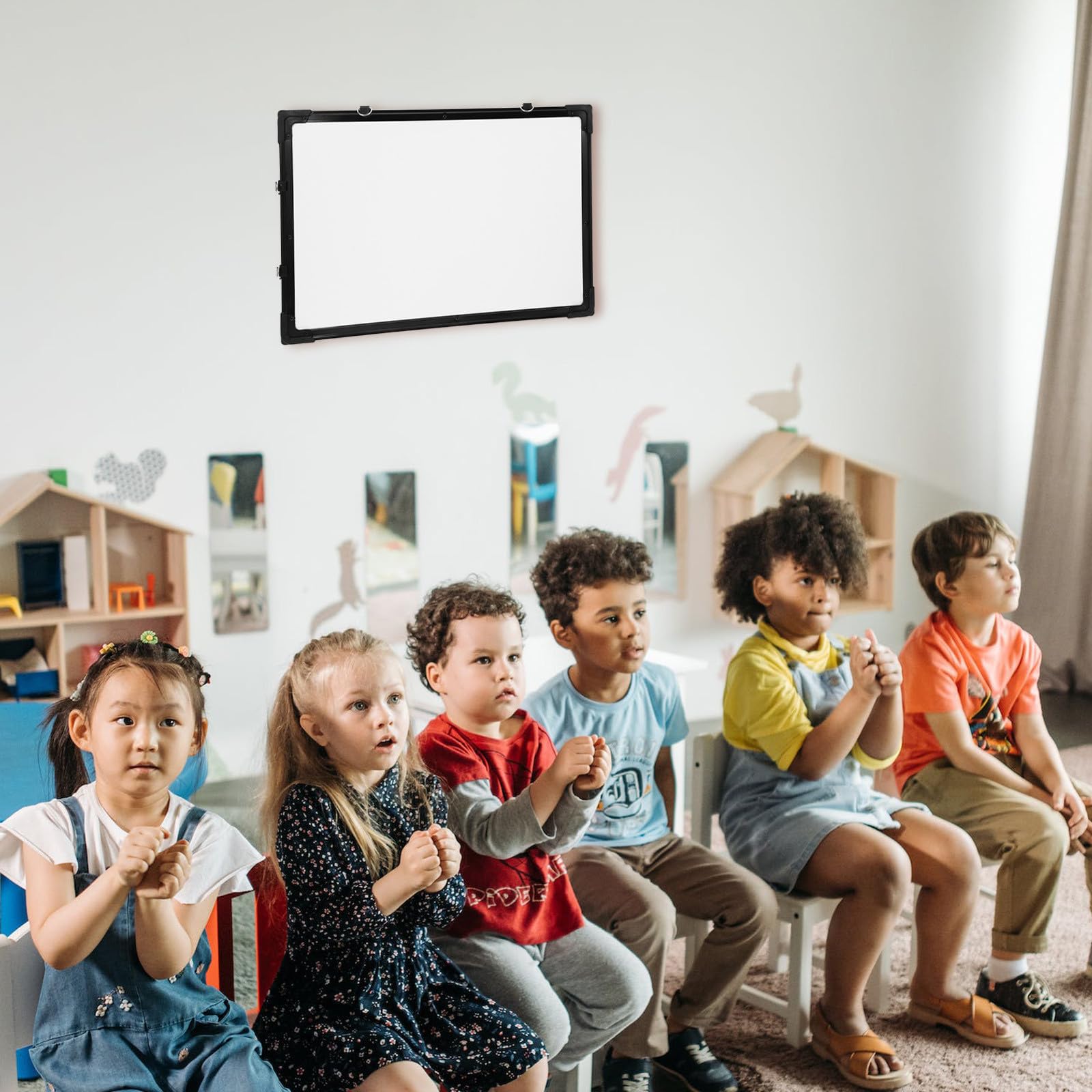 Tableau Mémo Suspendu Double Face Blanc en Feutre et Tôle Galvanisée
