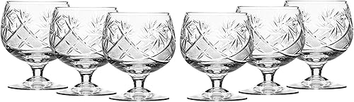 Juego de 6 copas de cristal de corte ruso, coñac, brandy, whisky, cristalería hecha a mano