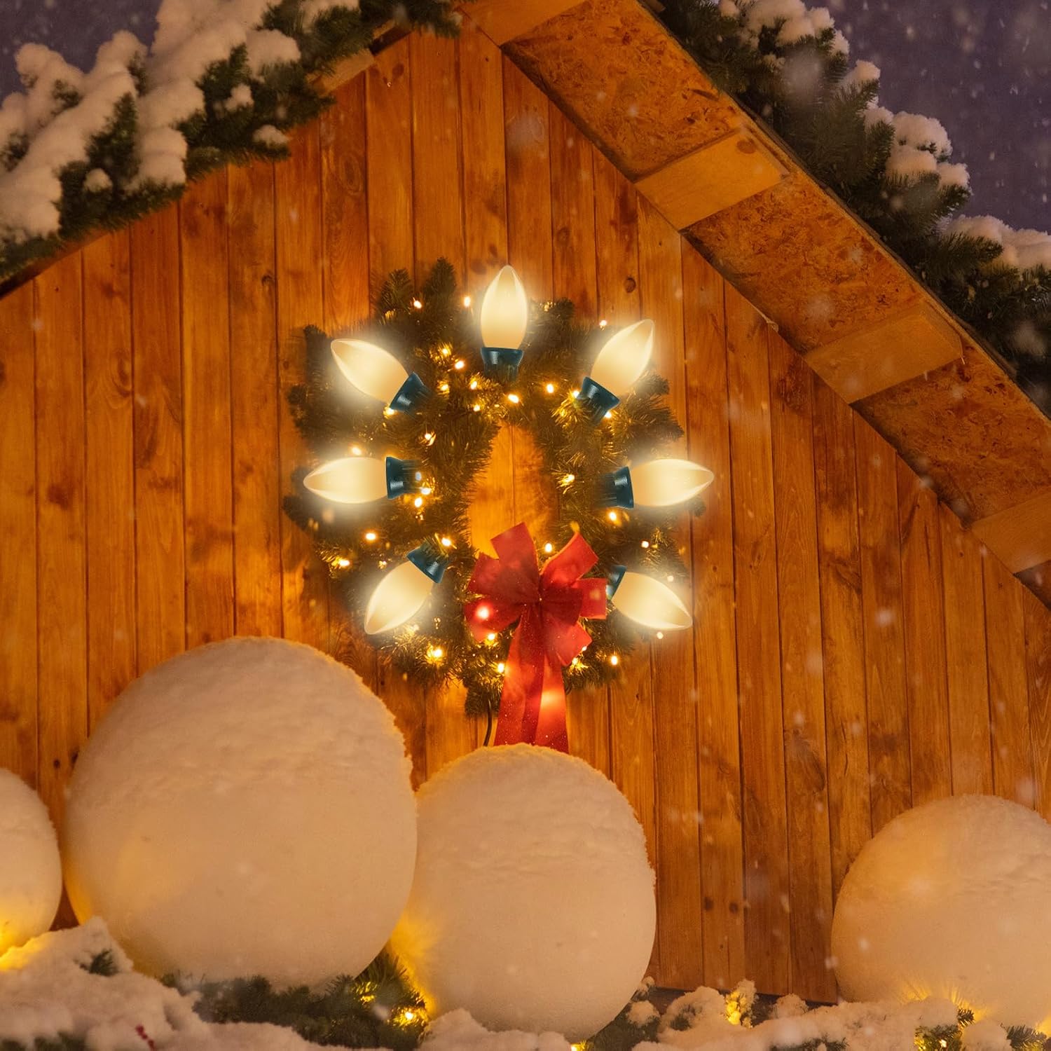 25 Pack C9 7W Christmas Light Bulbs, C9 White Incandescent Bulbs Replacement for Christmas String Lights, Holiday Ceramic Bulbs, 7 Watt, White