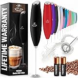 Zulay Kitchen Milk Frother Handheld Electric Whisk – Frother Wand with 2 Duracell Batteries, Durable Drink Mixer, Coffee Frother, Hand Blender, Frother for Protein Powder, Matcha & More - Black Black OG Frother