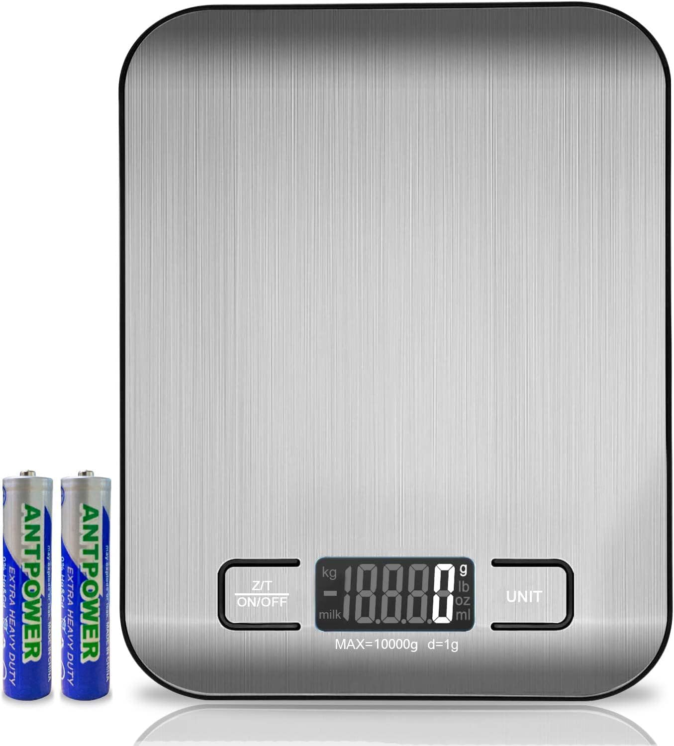 Bilancia Da Cucina Digitale, 10 kg, Bilancia Elettronica In Acciaio Inox, Elegante Bilancia Alimentare Ultra Sottile, Bilancia Elettronica Per Casa e Cucina Con Display Lcd, Funzione Tara (Argento)