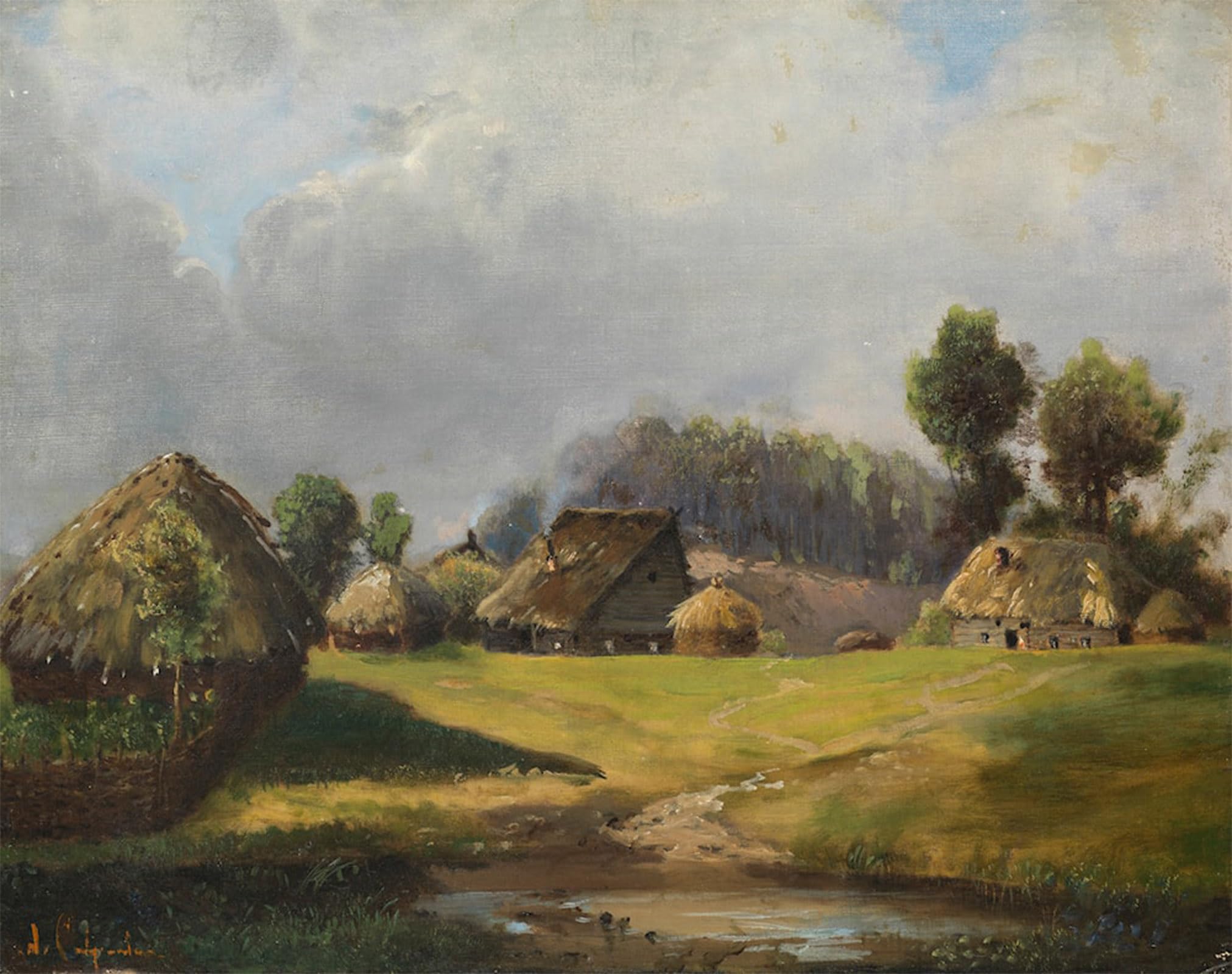 ARTXLXXBN Famous Painting Art Wall Decor Abstract Art Picture Village by the Forest by Aleksey Savrasov Animal Pictures for Home Decor 60x90cm