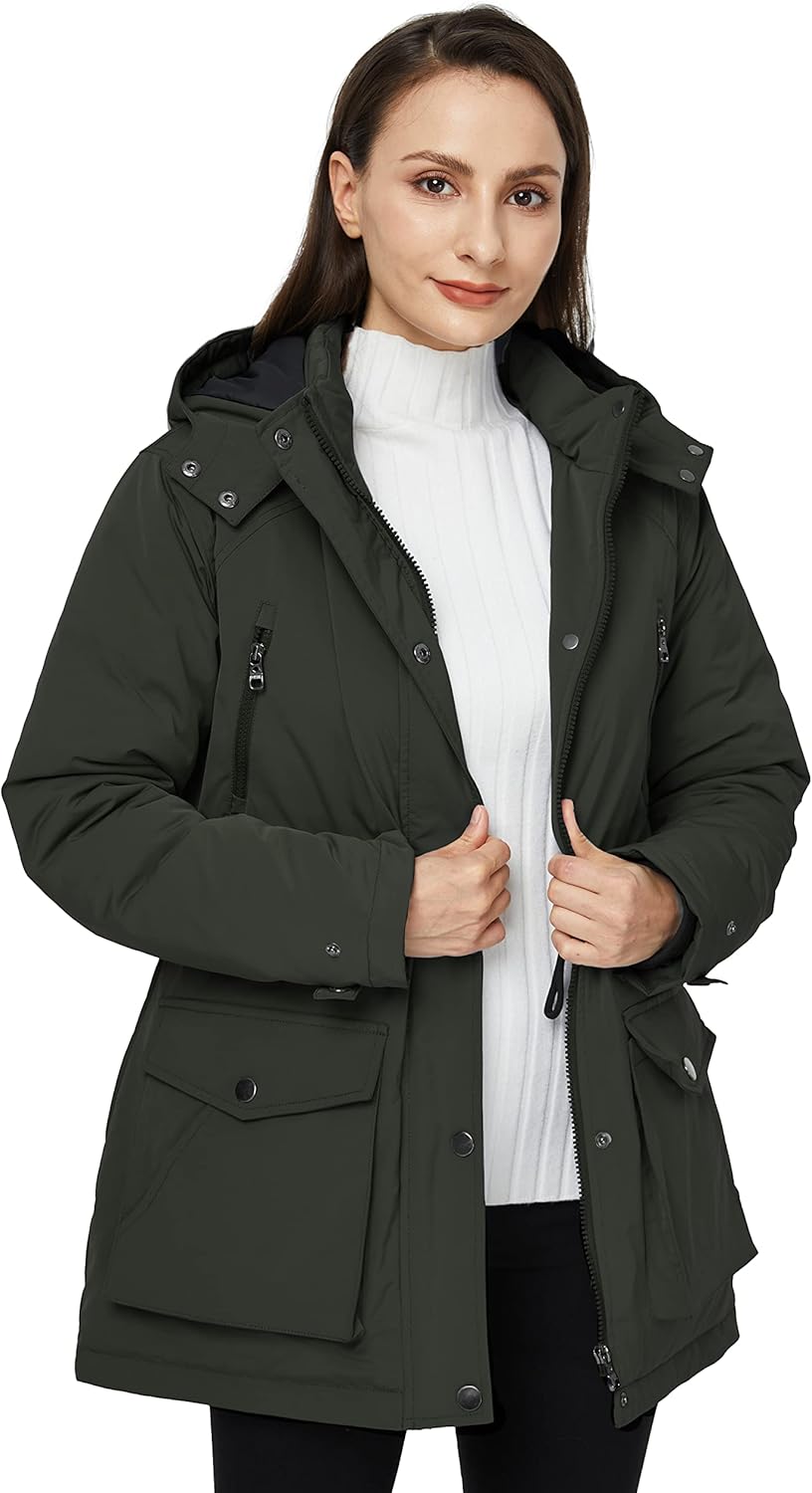 Wenven Women's Waterproof Winter Coats Warm Thicken Puffer Jackets with Detachable Hood - Image 3