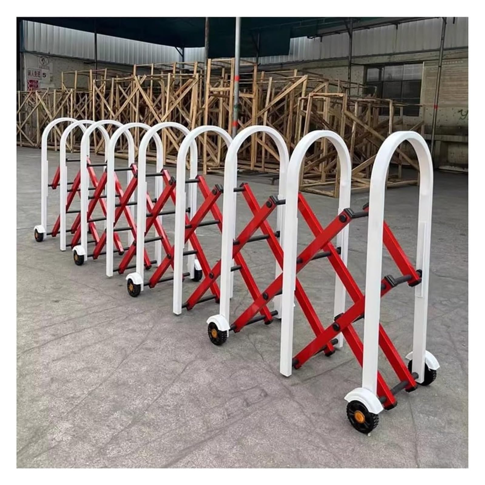 Barriera di Traffico Retrattile, Recinzione di Sicurezza Metallica Mobile con Ruote, Blocco d'ingresso Portatile (Rosso, 1,2 x 9 m), Soluzione di Sicurezza Resistente e r