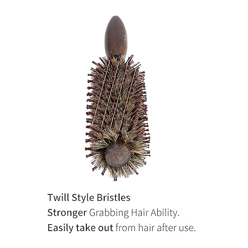 Miniatura 6 de Juego de cepillos de peinado: 1.8 y 1.5 pulgadas de jabalí redondo y cerdas de nailon para secado con soplado, rizado, corto, fino y fino, con asas