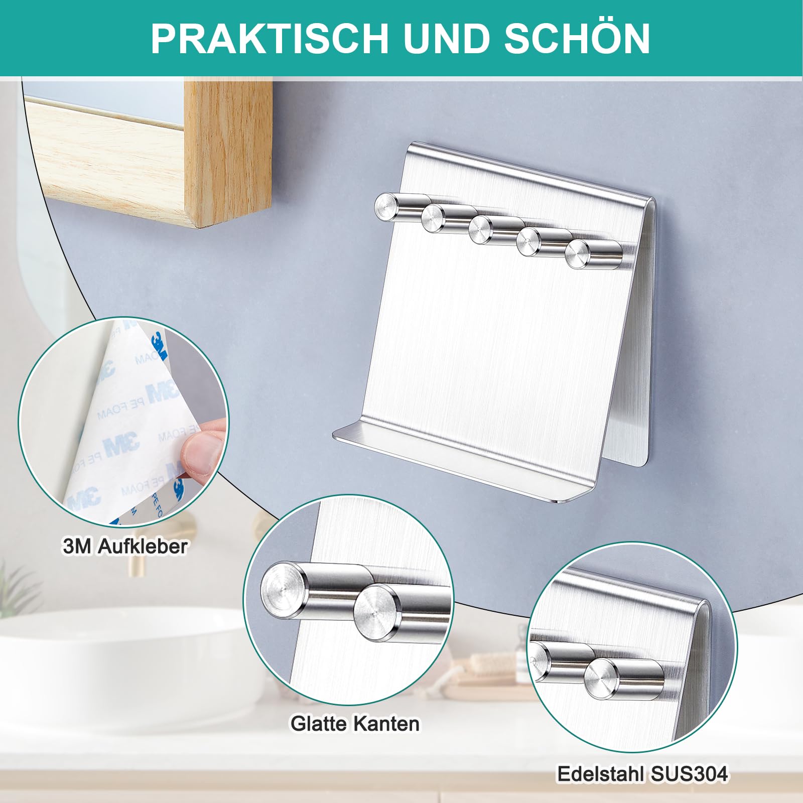 WAYASI Zahnbürstenhalter Silber Groß - Elektrische Zahnbürste Halterung Ohne Bohren