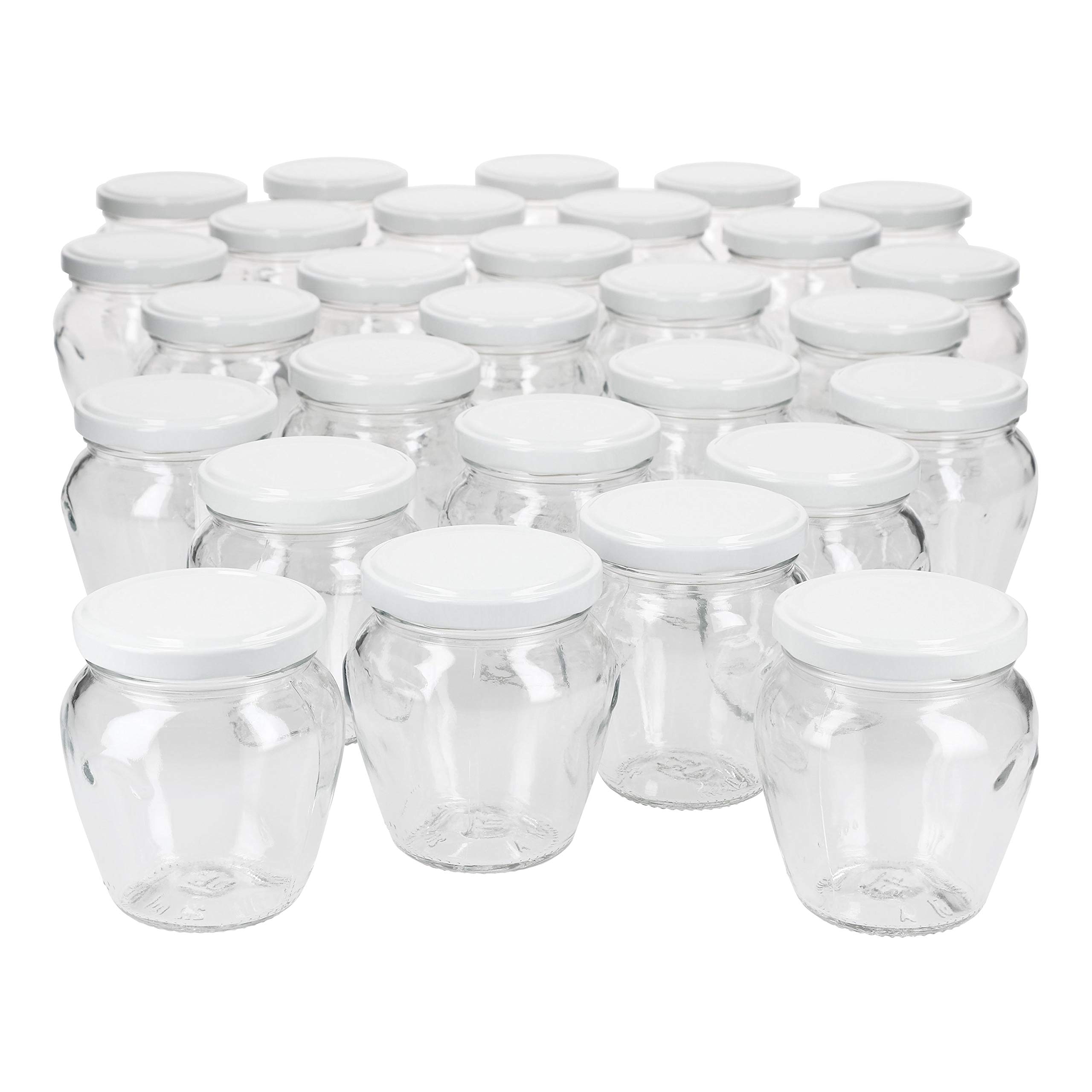Lot de 75 pots à confiture MamboCat 212 ml + couvercles Twist-Off jusqu'à 63 Blanc.