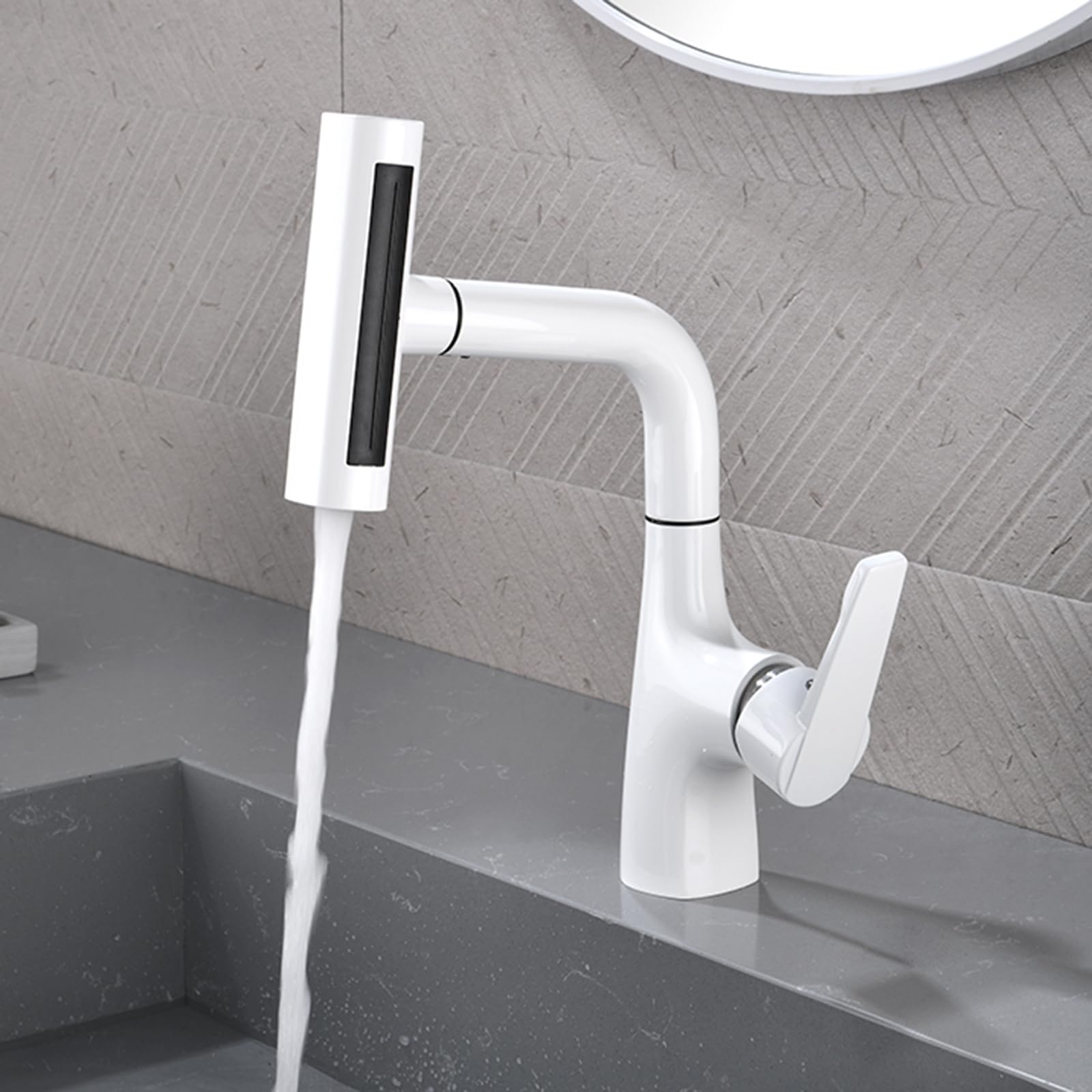 Robinet de lavabo HLTYGWX gris avec douchette extractible rotatif à 360°