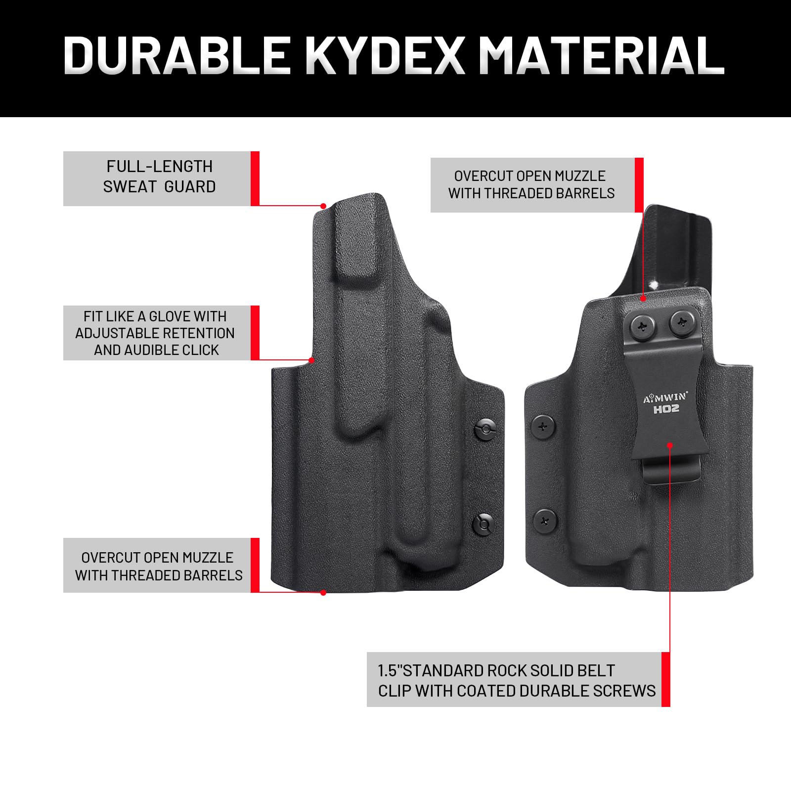 AIMWIN H02 Fondina IWB Interna per SIG M18 Destra Porto Occulto KYDEX Holster IWB Blocco Automatico Ritenzione Regolabile Compatibile Torcia Laser