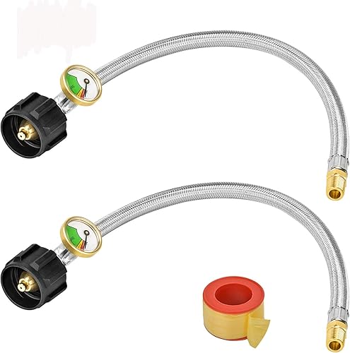 Stanbroil Manguera trenzada de acero inoxidable con cola de propano RV de 12 pulgadas con conexión de calibre tipo 1 para regulador estándar de dos