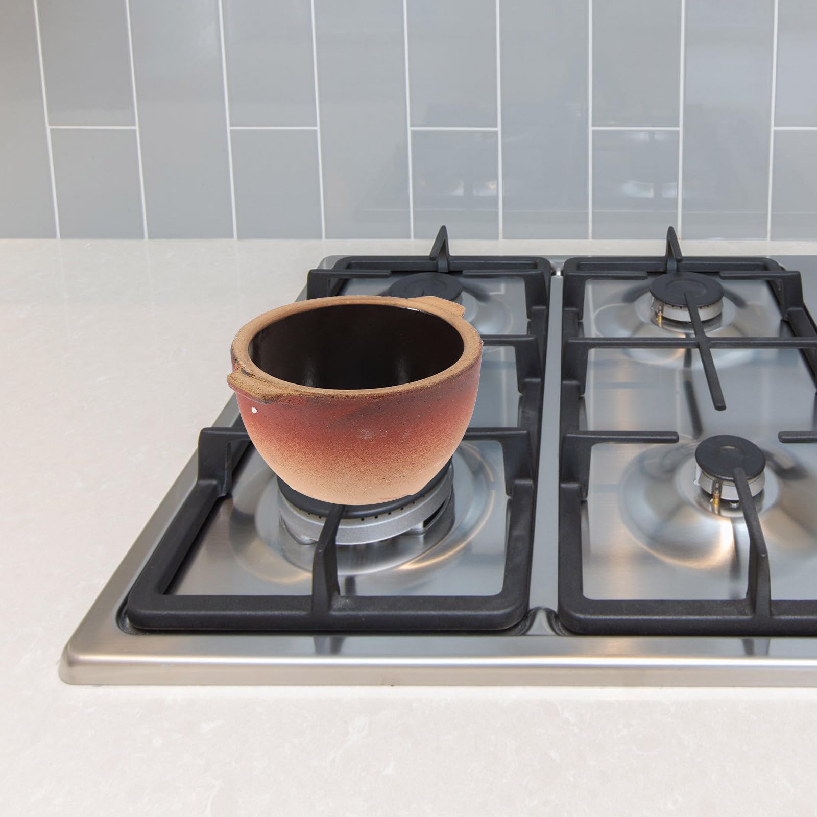 ibasenice Cazuela Resistente al Calor Olla de Barro para Cocinar 700ml Arcilla de Cerámica Doble Asa Fácil de Limpiar para Fideos de Arroz y Bibimbap, Uso Doméstico y Comercial