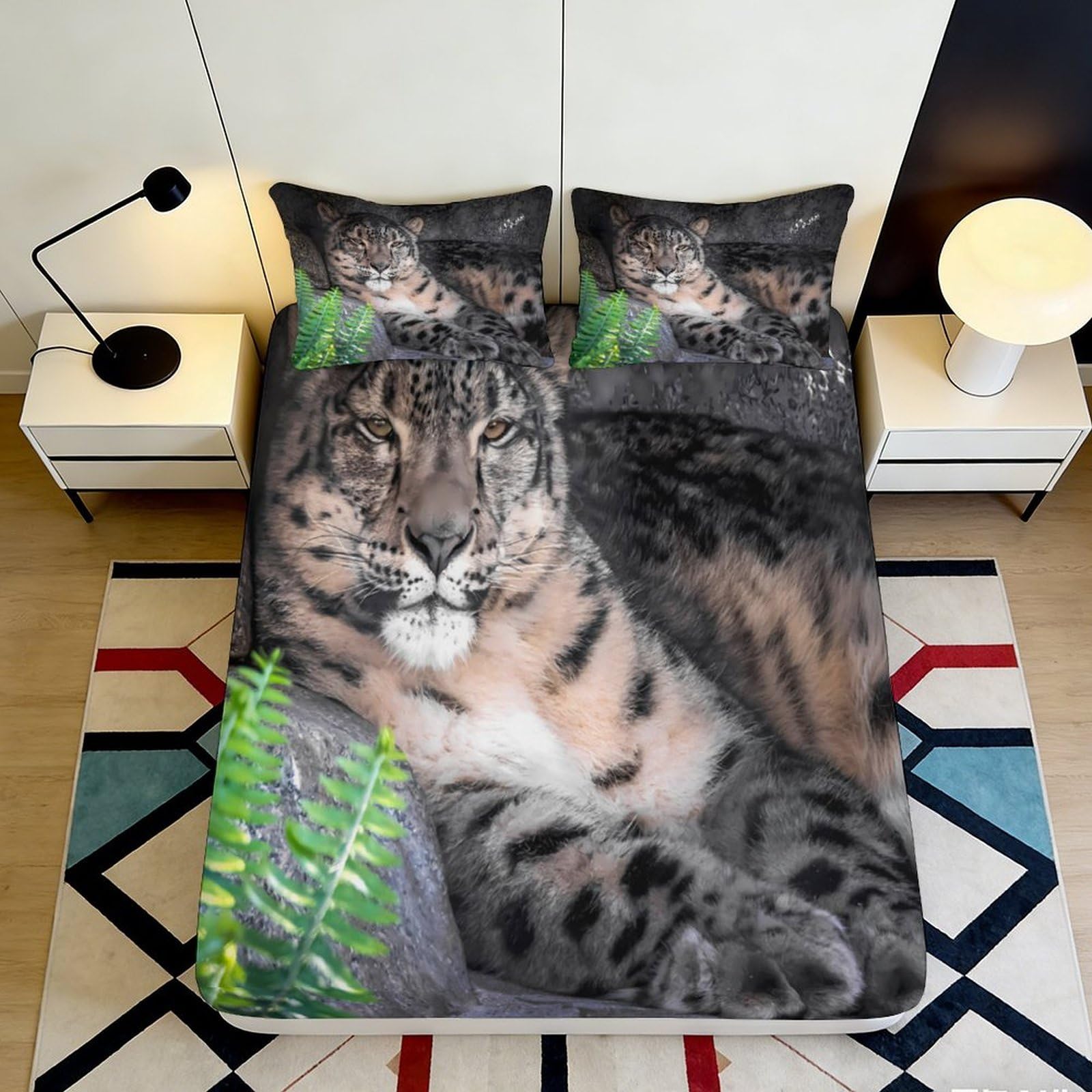 Dhbaneiok Style-2 3D Printed Leopard Jungle Fitted Sheet Microfiber Soft Breathable Wild Cat Bed Cover For Bedroom Guest Room Decor 90X200x25cm