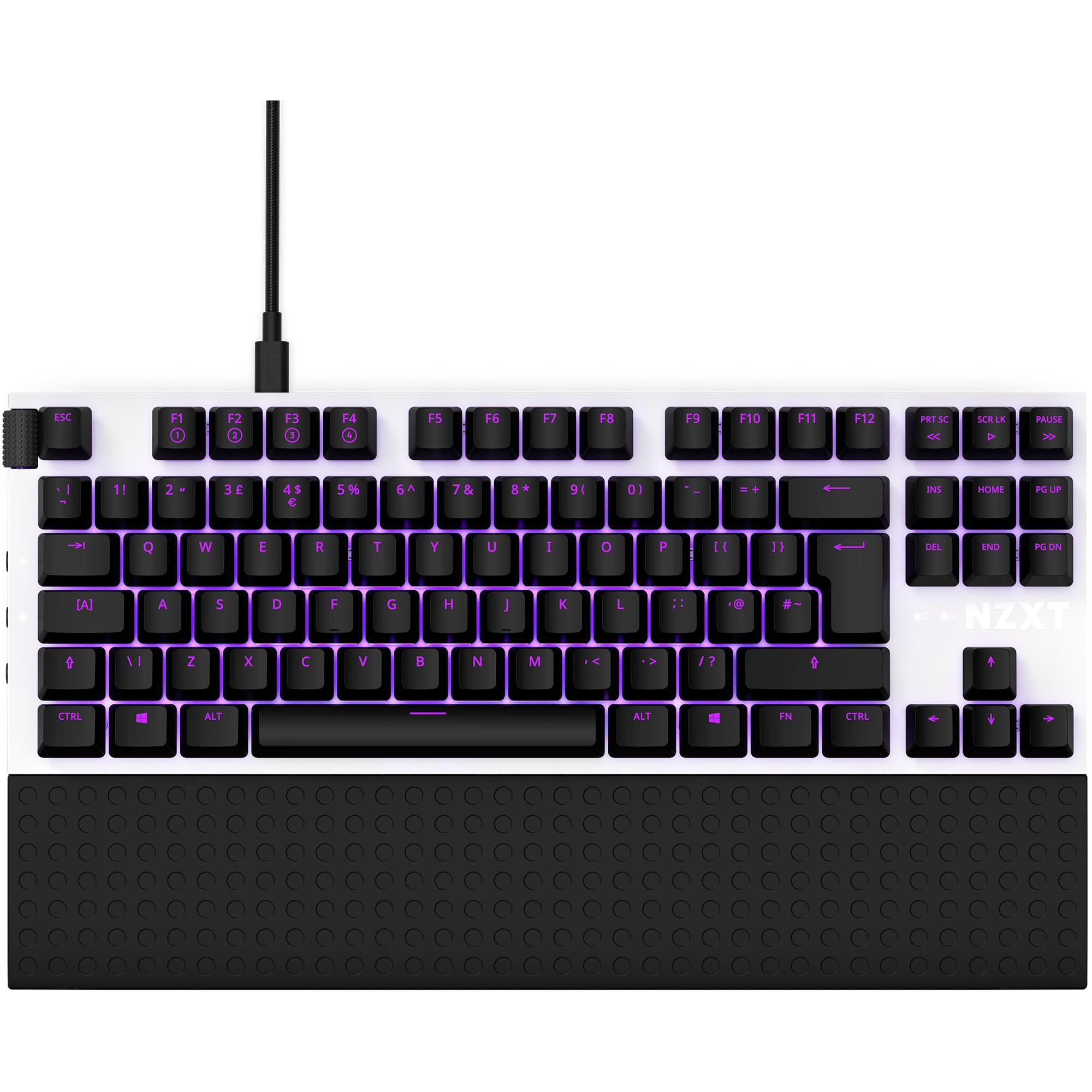 NZXT Function TKL 2022 - Mechaniczna klawiatura do gier PC - Podświetlana - Liniowy przełącznik RGB - Przełączniki kompatybilne z MX - Hot Swap - Osłona aluminiowa - Biały DE (QWERTZ)