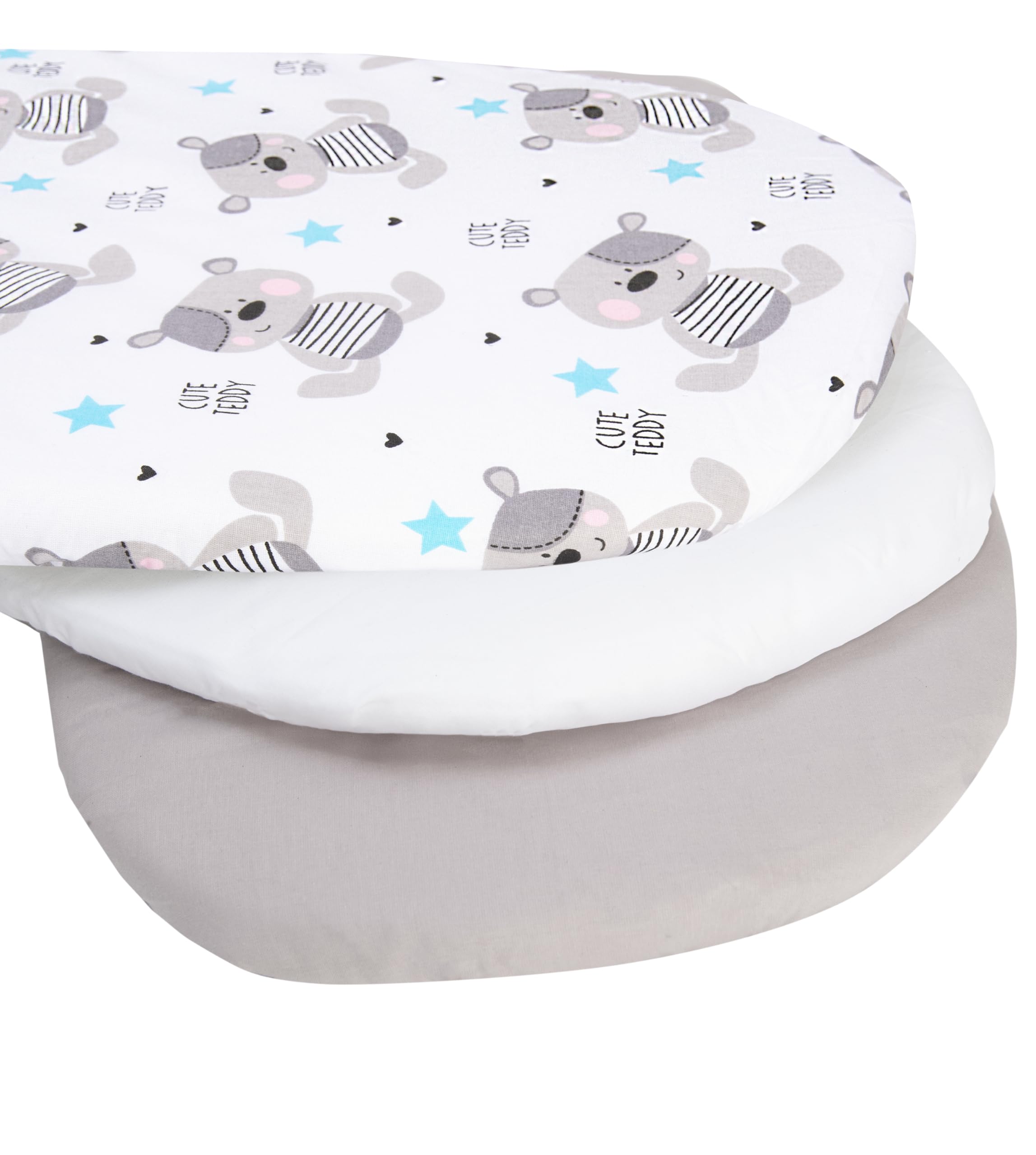 Medi Partners Set of 3 pcs. Fitted Sheet Pram 86 x 40 cm 100% Cotton Mattress Protector Baby - Image 2