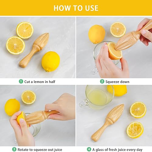 Miniatura 4 de SHIDOW Exprimidor de madera de cítricos de limón, exprimidor de cítricos de madera para cocina, herramienta de jugo para bebidas diarias en el hogar