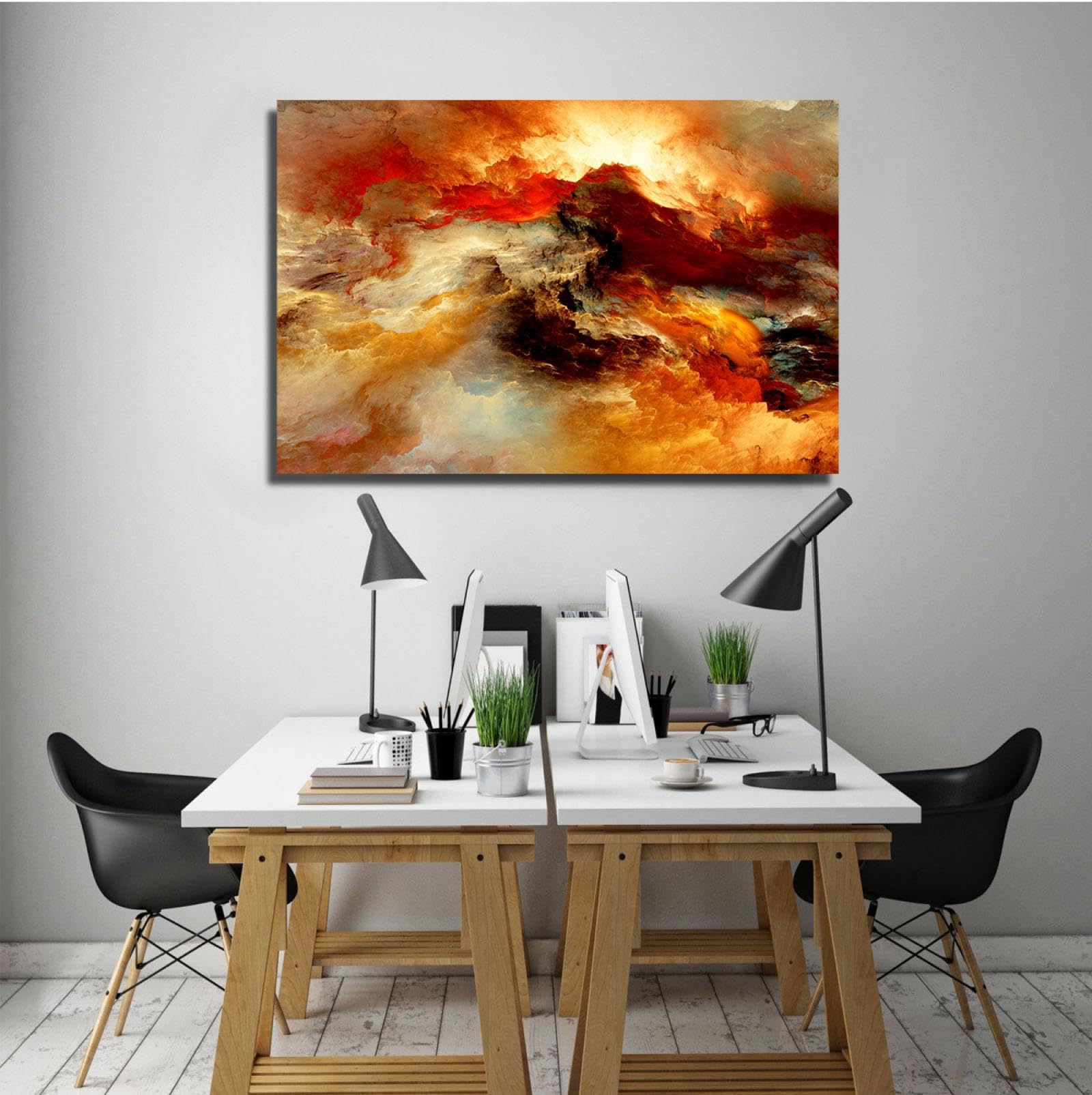 CHERHERART Abstrakcyjna Chmura Marzenie Sztuka Ścienna Drukowanie Płótno Nowoczesne Moda Oprawione Plakat Drukowanie Dekoracje Ścienne Do Apartamentu Domu Biura 55x85cm Wewnętrzna Rama