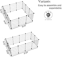 Vista 4 de C&AHOME Corralito para mascotas, suministros para animales pequeños, 12 paneles de jaula de corrales de ejercicio, rejillas C, valla portátil