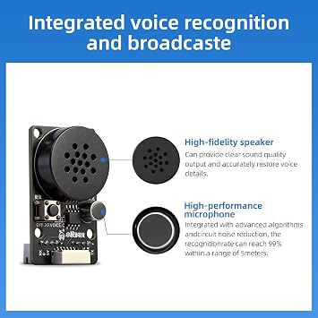 Offline Voice Module AI Voice Recognition Module Voice Broadcasting Command Programmable Sound Sensor for Arduino/RaspberryPi/ESP32/Jetson Custom Wake Words