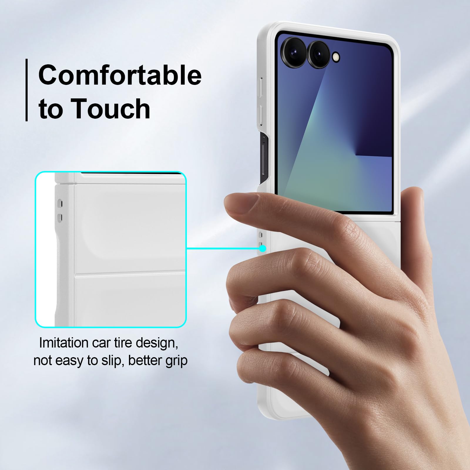 Case for Samsung Galaxy Z Flip 7, Hard PC Slim Fit Bumper Case, Anti-Scratch Shockproof Protective Phone Cover, White — view 5