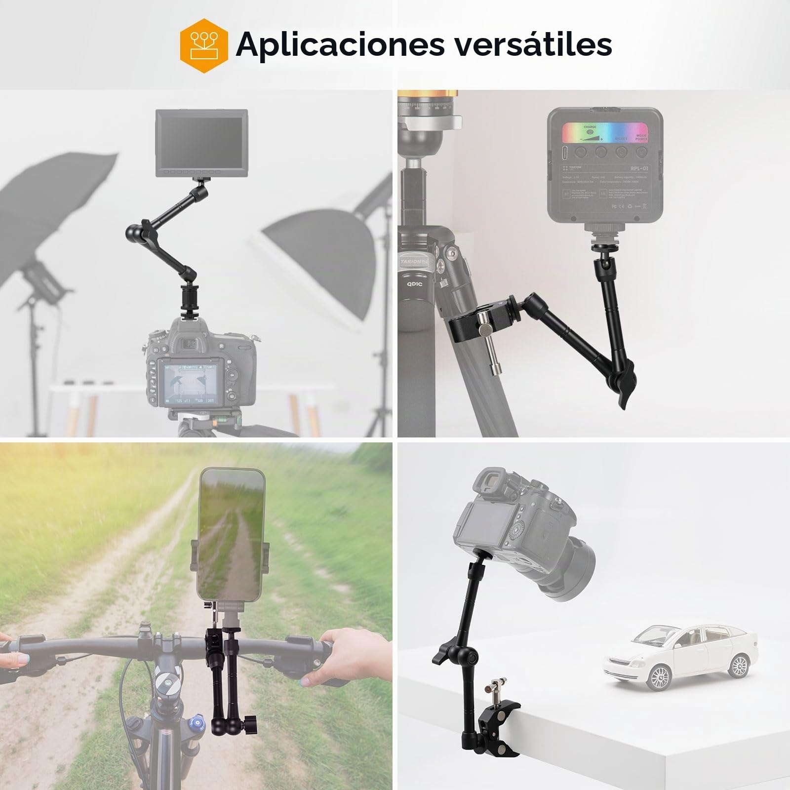 TARION Brazo mágico con súper abrazadera – Soporte de brazo de fricción articulado flexible mejorado de 28 cm y abrazadera de cangrejo ajustable con tornillo de rosca de 1/4 pulgadas 3/8 pulgadas para