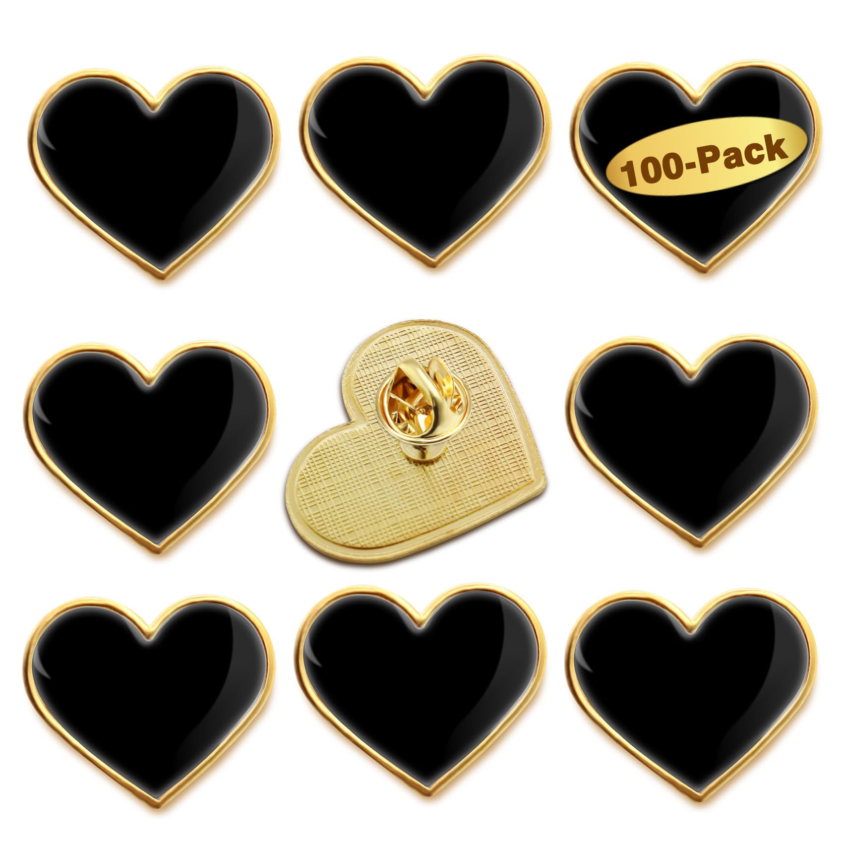 12/25/50/100Pcs Multicolor Heart Love Lapel Pins Bulk - Metal Heart Health Brooch Badge For Men Women Clothes Bags Hats