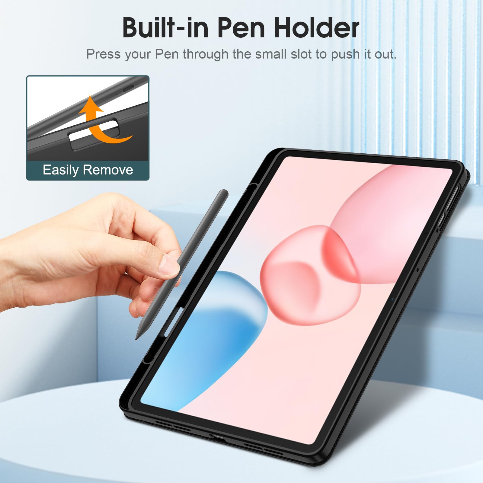 Fintie Etui na tablet Honor Pad 10/Pad 20 12,1 cala 2025 z uchwytem na długopis - ultracienkie, miękkie etui ochronne z TPU z funkcją automatycznego wygaszenia/wybudzenia, czarne