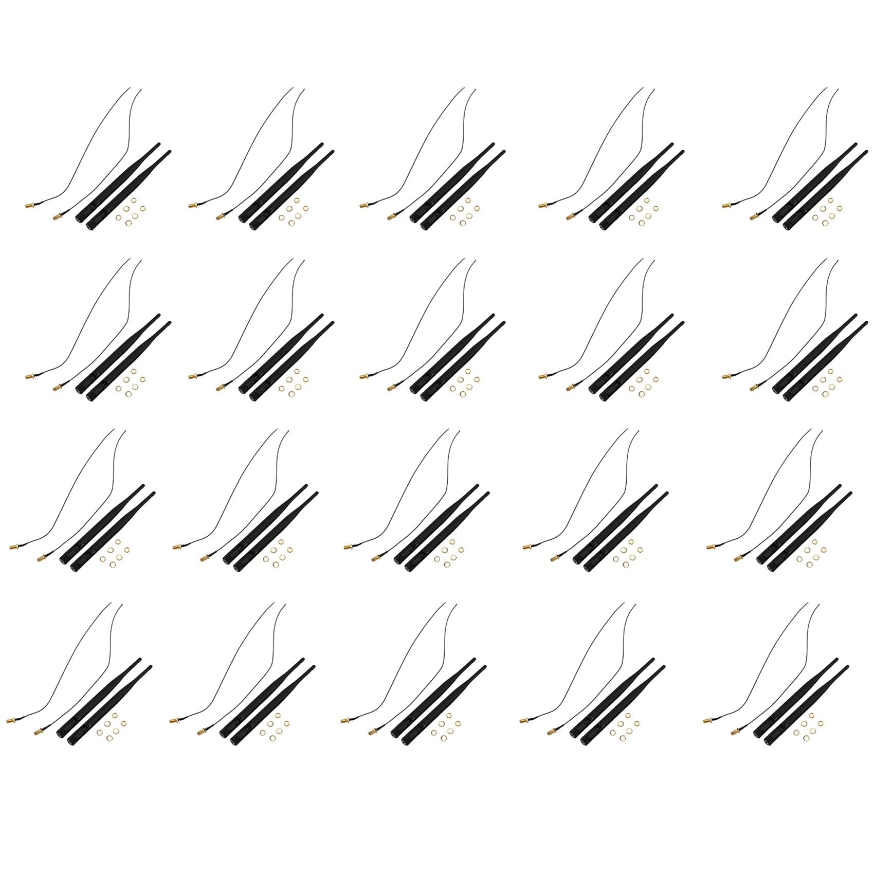 40 X 6DBi 2,4GHz 5GHz Dwuzakresowa Antena WiFi RP-SmA + 40 x 35cm Kabel U.Fl /