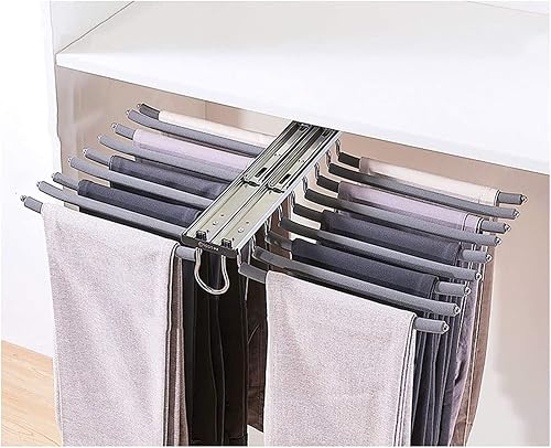 Estante de pantalones extraíble para armario 22 brazos soporte extensible para pantalones barra deslizante de acero para organizadores de armario