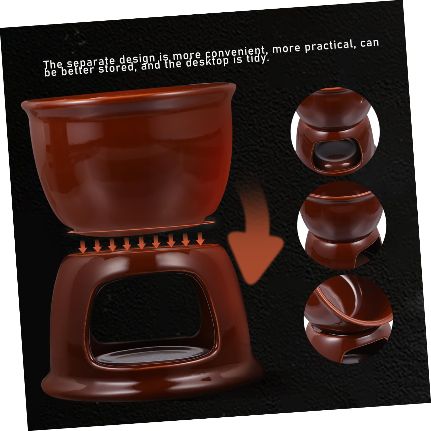 STOBAZA Melting Chocolate Candy Melts Ceramic Fondue Cheese Fondue Melting Pot Butter Warmer Pot Easy to Clean
