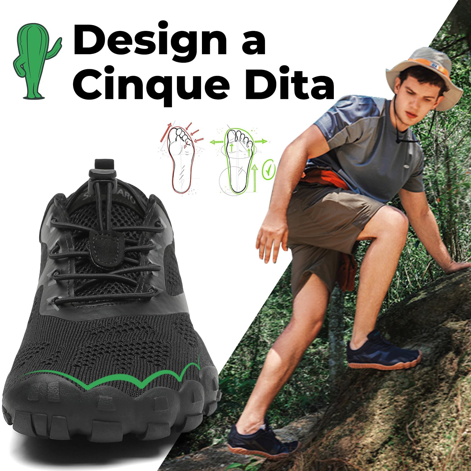 SAGUARO Scarpe Barefoot Shoes Minimaliste Scarpe da Trail Running Uomo Donna Gr.36-48