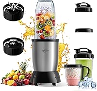 Sangcon 1000W Smoothie Blender with 24oz/19oz/10oz BPA-Free Cups - Powerful Personal Blender for Shakes, Ice Crush, Grinding