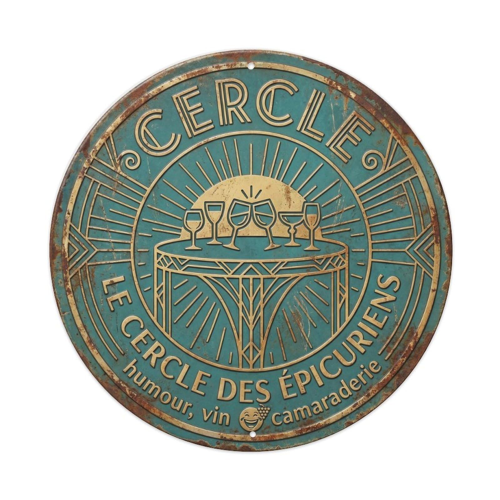 Circle Humorous Gathering Circle Metal Tin Sign