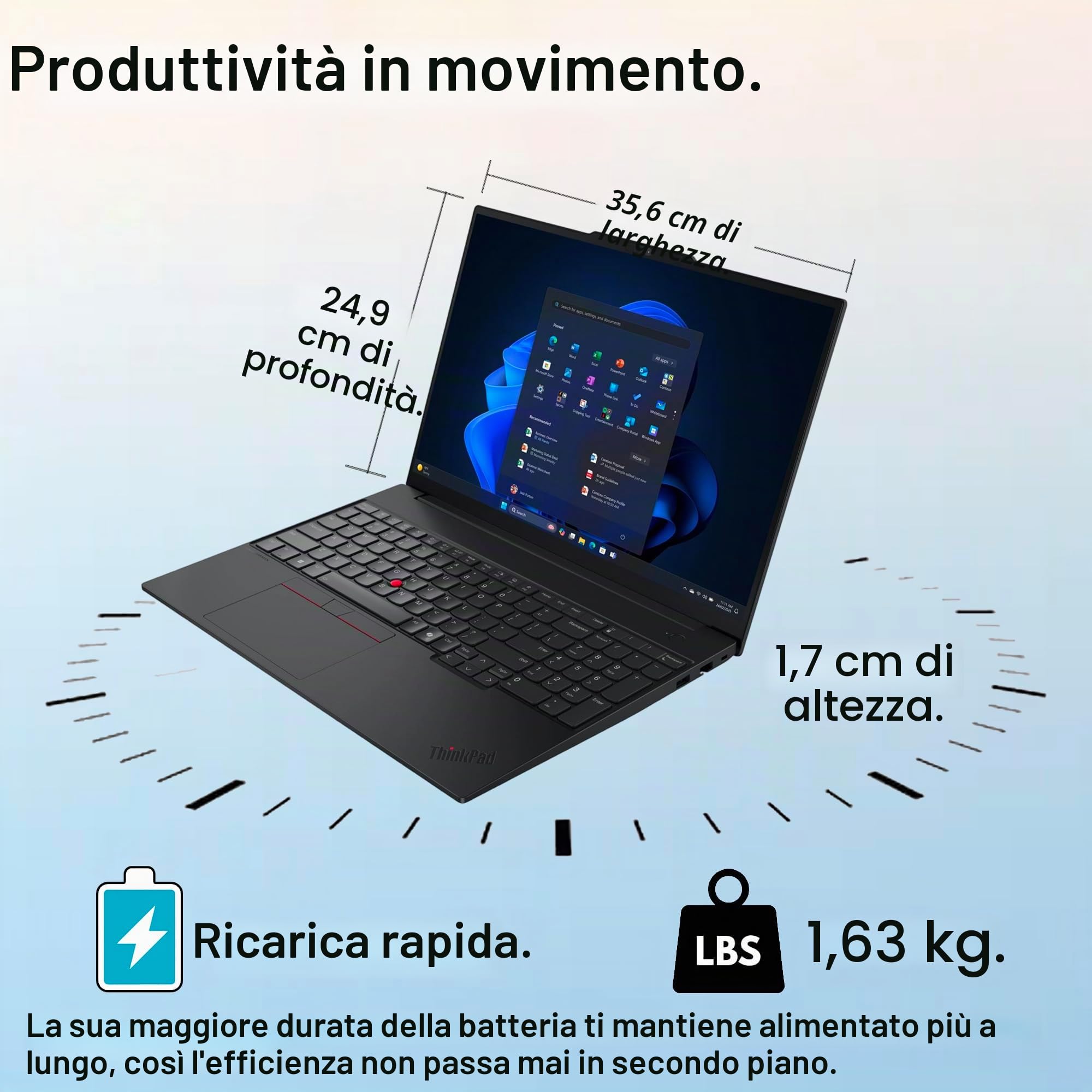 Lenovo ThinkPad E16 Gen 3 Computer portatile per ufficio Business uso quotidiano, Intel Ultra 7 255H, Arc 140T, 32GB DDR5 RAM, 1TB PCIe SSD, WiFi 6E, 16" FHD+, Webcam, Windows 11 Pro