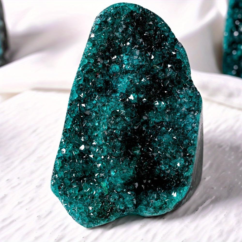 Photo 1 of 0.44-1.32 LB Natural Colorful Crystal Geode Cluster – Healing Spiritual Home Decor, Unique Gift Idea for Holiday Present and Stress Relief (Lake Blue, 0.88-1.1lb)