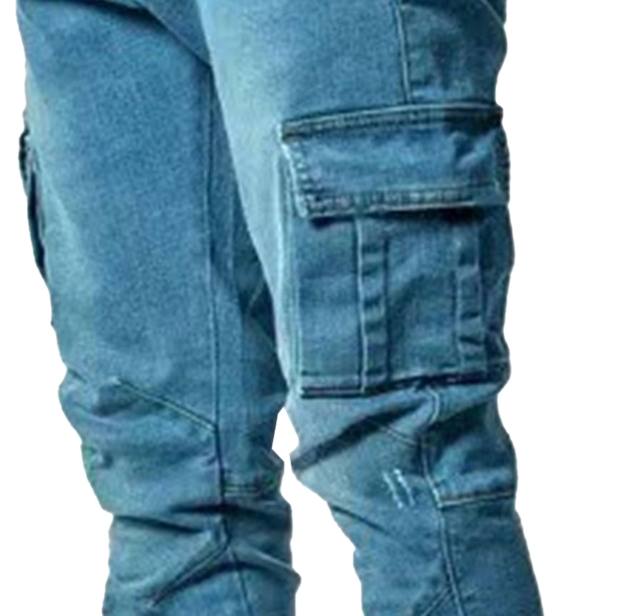 Pantalones Vaqueros Rotos para Hombre, Ajustados, de Corte Regular, con Dos Bolsillos Laterales, de Trabajo, Color Negro