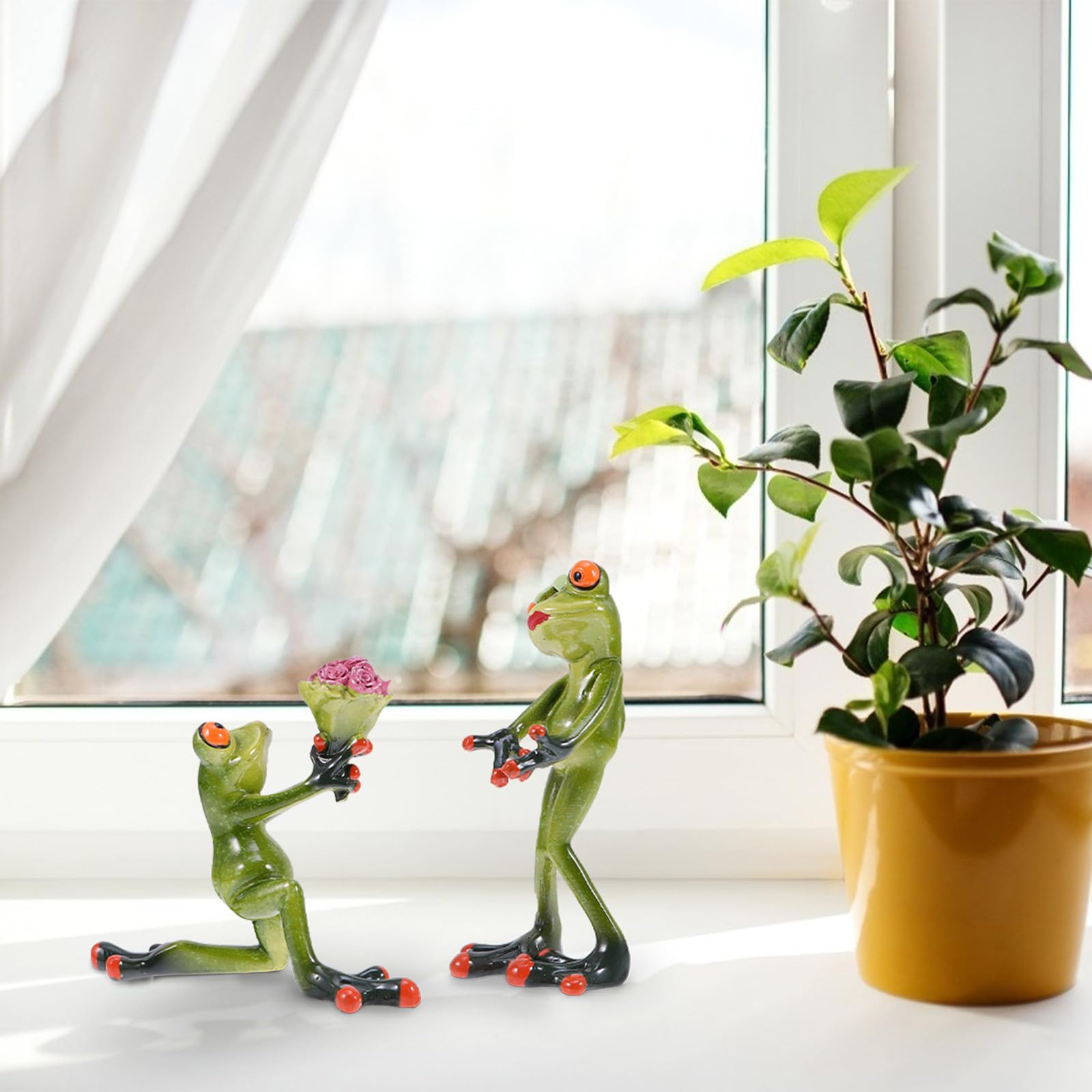 CALLARON Harzfrosch Figur 2 Stück aus Kunstharz Heiratsantragsmodell Grün | Romantische Klassische Form, für Schreibtisch oder Garten, Geschenkidee für Freundin oder Ehefrau