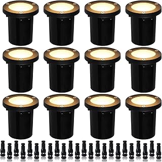 EAGLOD 5W Well Light,12-24V LED In-Ground Low Voltage Landscape Light with Connectors, IP67 Waterproof Landscape Lighting,3000K Paver Lights Warm White for Yard, Garden, Patio (12 Pack)