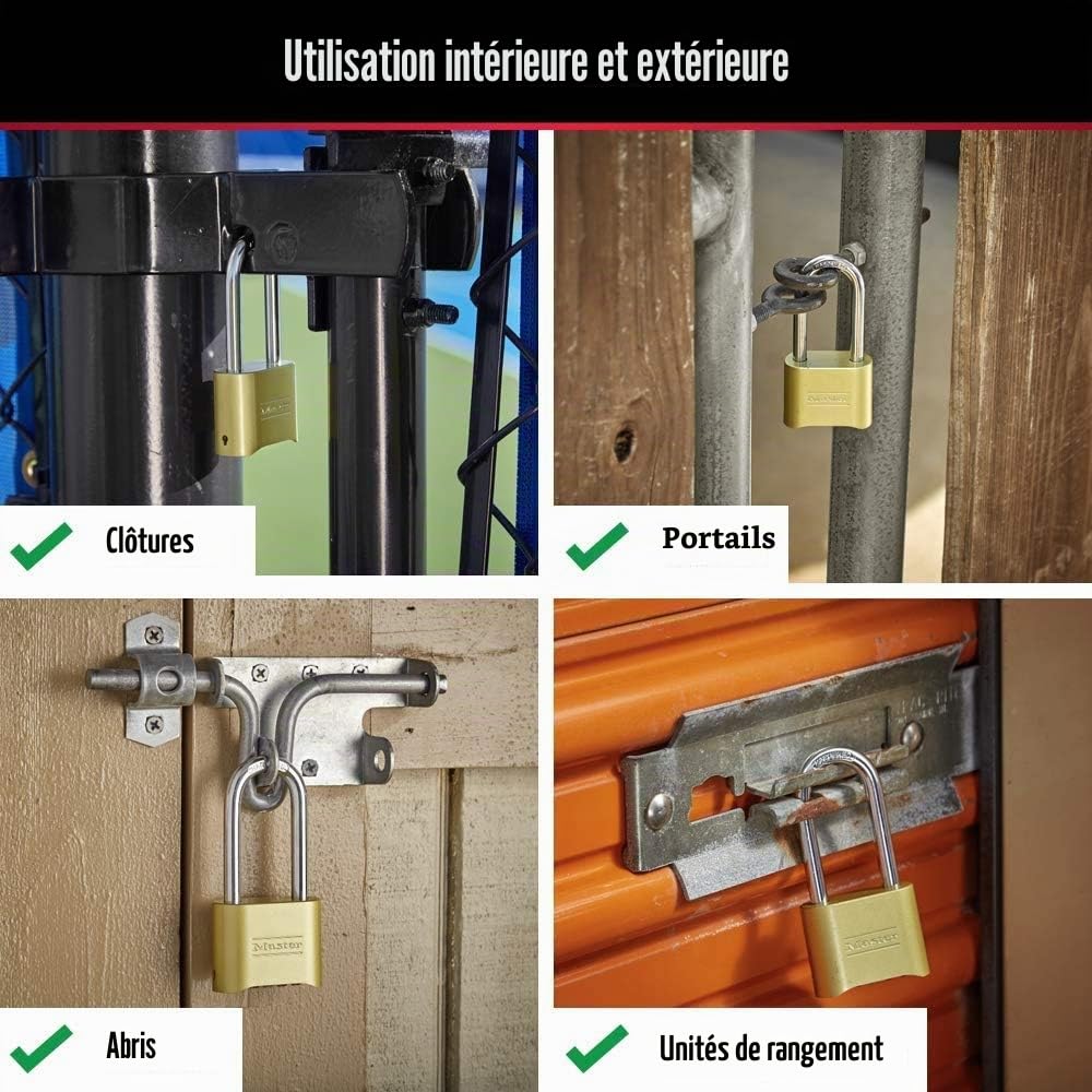 Master Lock 175EURDLH Cadenas à Combinaison Certifié en Zinc et Finition Laiton et Anse Longue, Doré, 10,7 x 5,1 x 2,4 cm