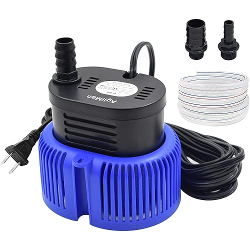 AgiiMan Pool Cover Pump Above Ground - Submersible Swimming Sump Inground Pump, Water Removal with 16' Drainage Hose and 25 Feet Power Cord, 850 GPH, 3 Adapters