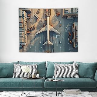 MXNPKUR Airport Aerial View Tapestry Aesthetic Backdrop Wall Hanging Art Tapestries Room Decor for Home Living Room Decor 30"x40"
