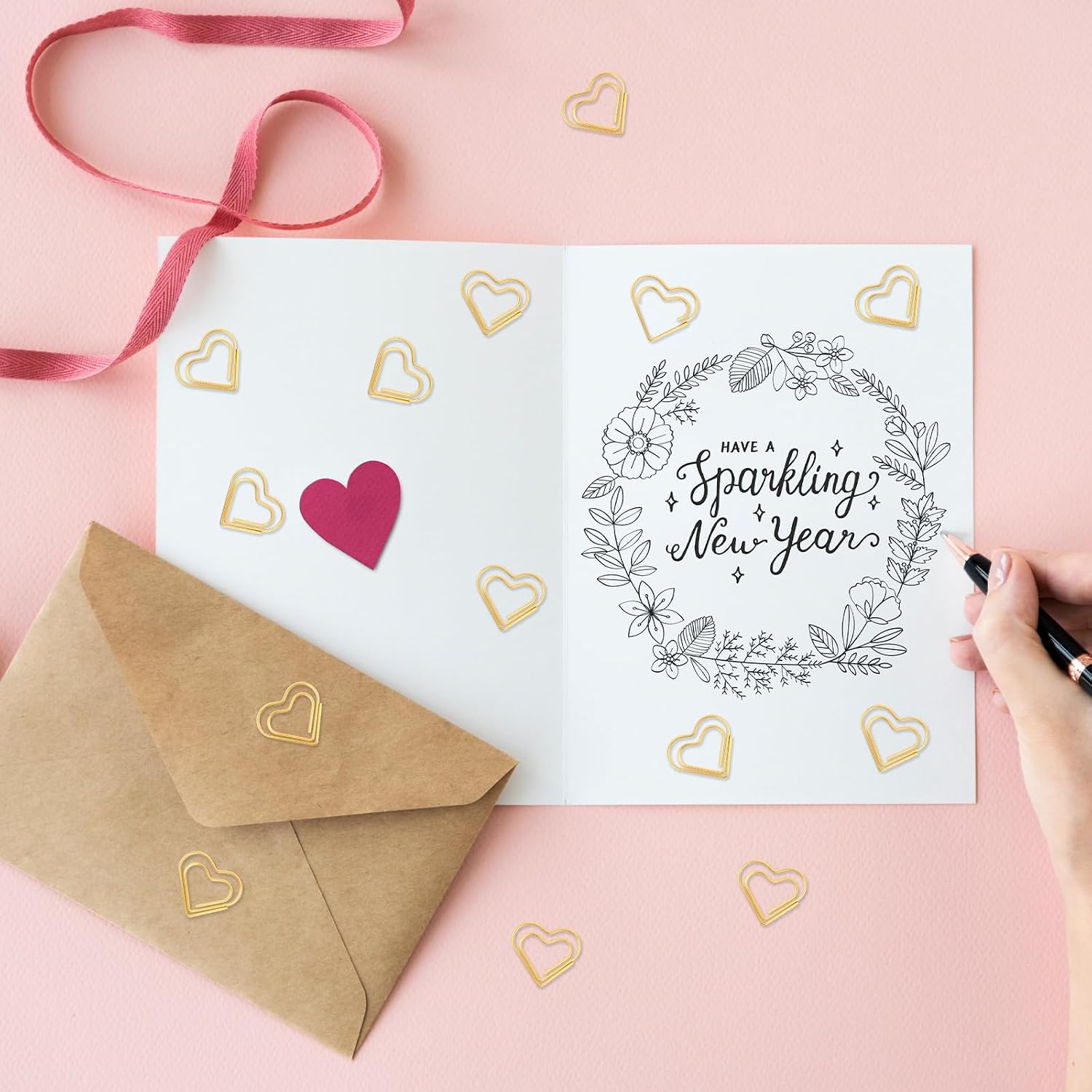 100 PCS Heart Paper Clips, Gold Love Heart Shaped Small Paper Clips, Gold Cute Metal Journaling Paper Clamps, Paperclips for Women, Paper, Document, Note, Sorting, Wedding Decoration Crafts image 3