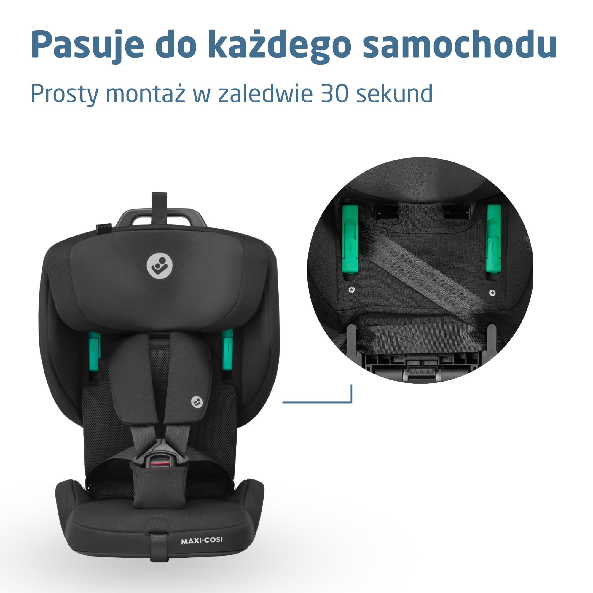 Maxi-Cosi Nomad Plus2, Składany Fotelik, 76-105 cm, Authentic Black