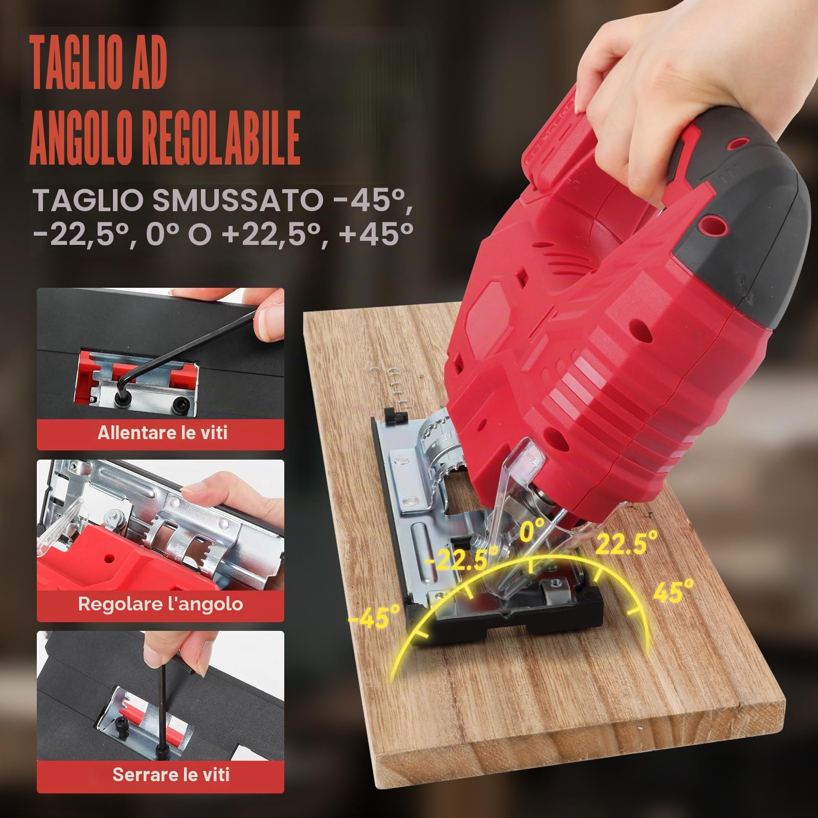 Seghetto alternativo senza fili per Milwaukee M18 18 V, 800 W, 3200 giri/min, senza spazzole, tagli smussati a 45°, 4 azioni orbitali, con lame seghetto alternativo per taglio dritto/curvo/circolare