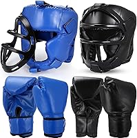 Arrowbash Set of 2 Boxing Headgear & 10oz Gloves for Adults - Full Face Sparring Gear for Muay Thai, Kickboxing, Taekwondo, Karate Training