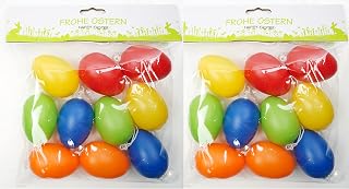 Cepewa Huevos de Pascua de 6 x 4 cm, 20 unidades para colgar con ojal, en 5 colores naranja, verde, azul, rojo, amarillo
