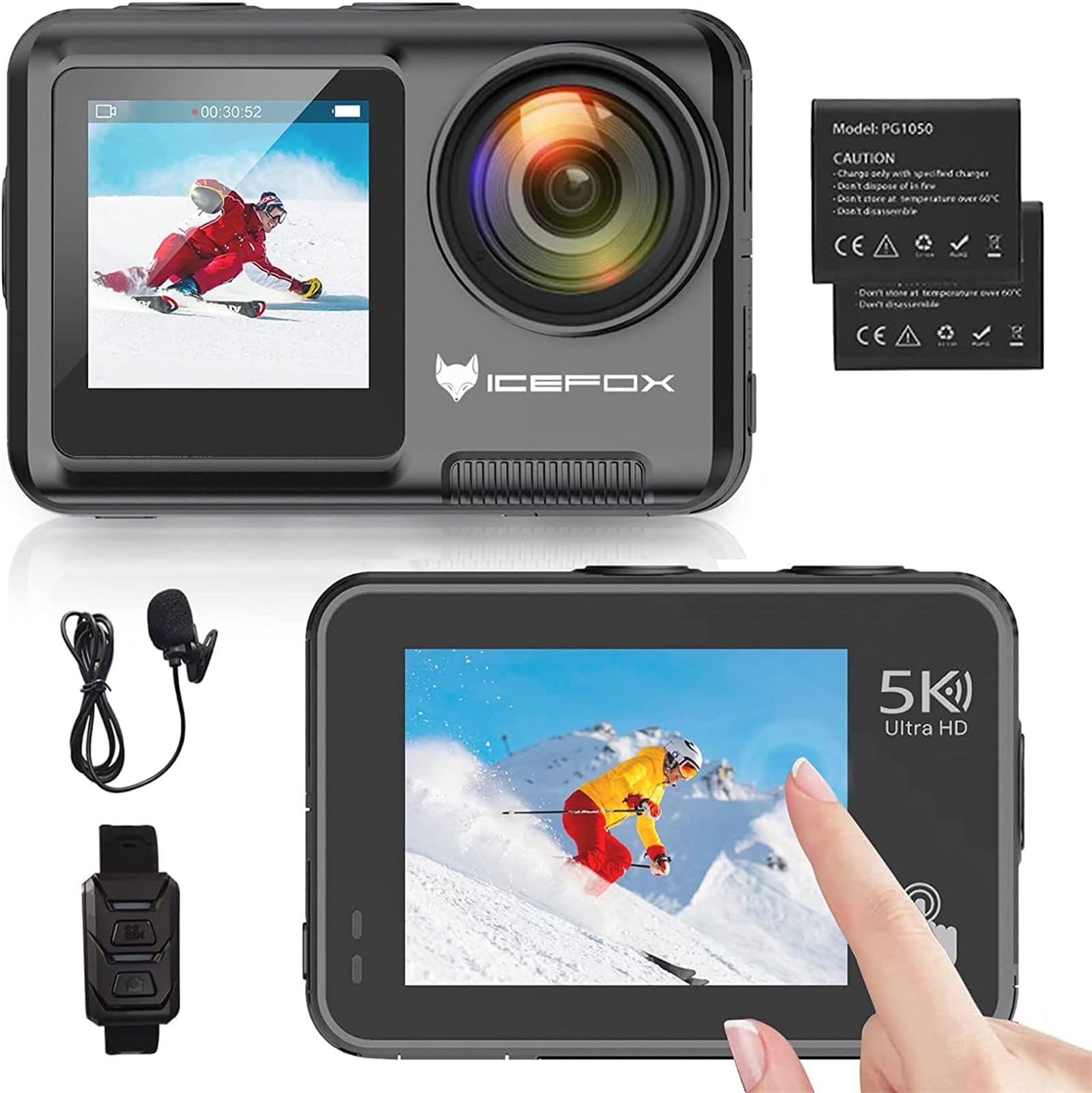 AKASO Action Cam 4K60FPS 40M Unterwasserkamera 20MP WiFi Action Kamera mit Touchscreen EIS mit